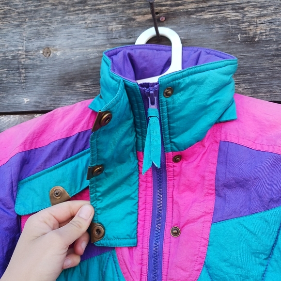 VTG 80s Metro Express Youth Ski Suit Size S/4 Retro Snowsuit Purple - Picture 3 of 8
